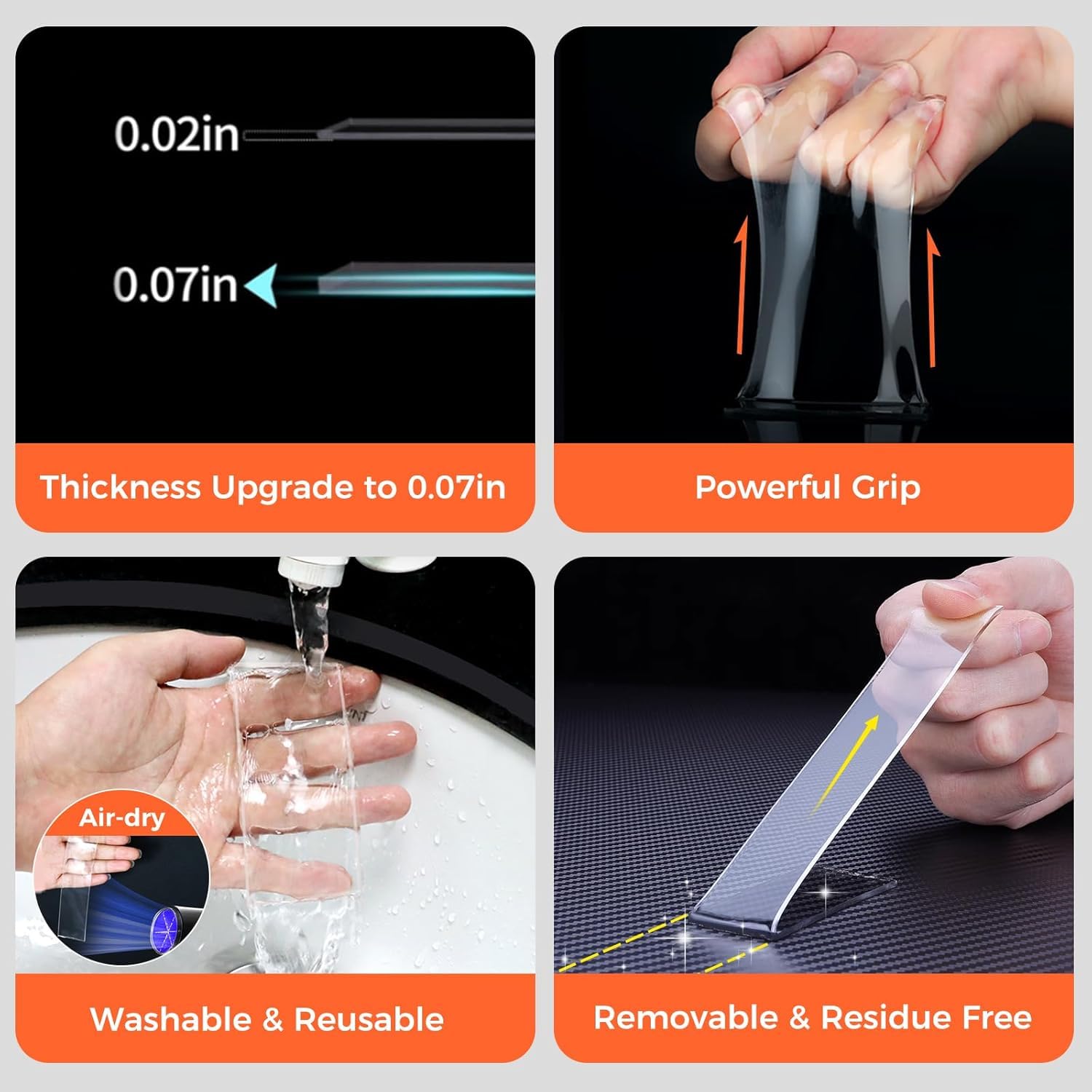 Multipurpose Double Sided Tape Heavy Duty - Adhesive Silicone Tape, Heat Resistant, Multi-Functional, Removable, Washable, Reusable Anti-Slip Gel Nano Grip Tape- 3 Meter