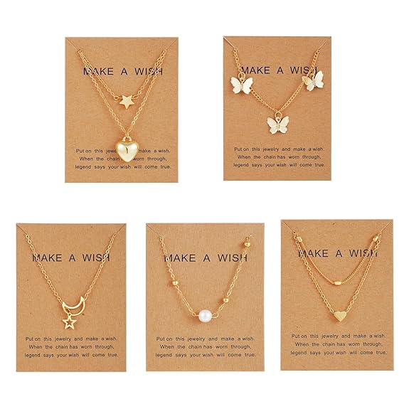 Shining Diva Fashion 5 Pcs Latest Stylish Heart Butterfly Pearl Necklace Jewellery Set for Women Pendant Necklace Gifts for Girls (16476np)