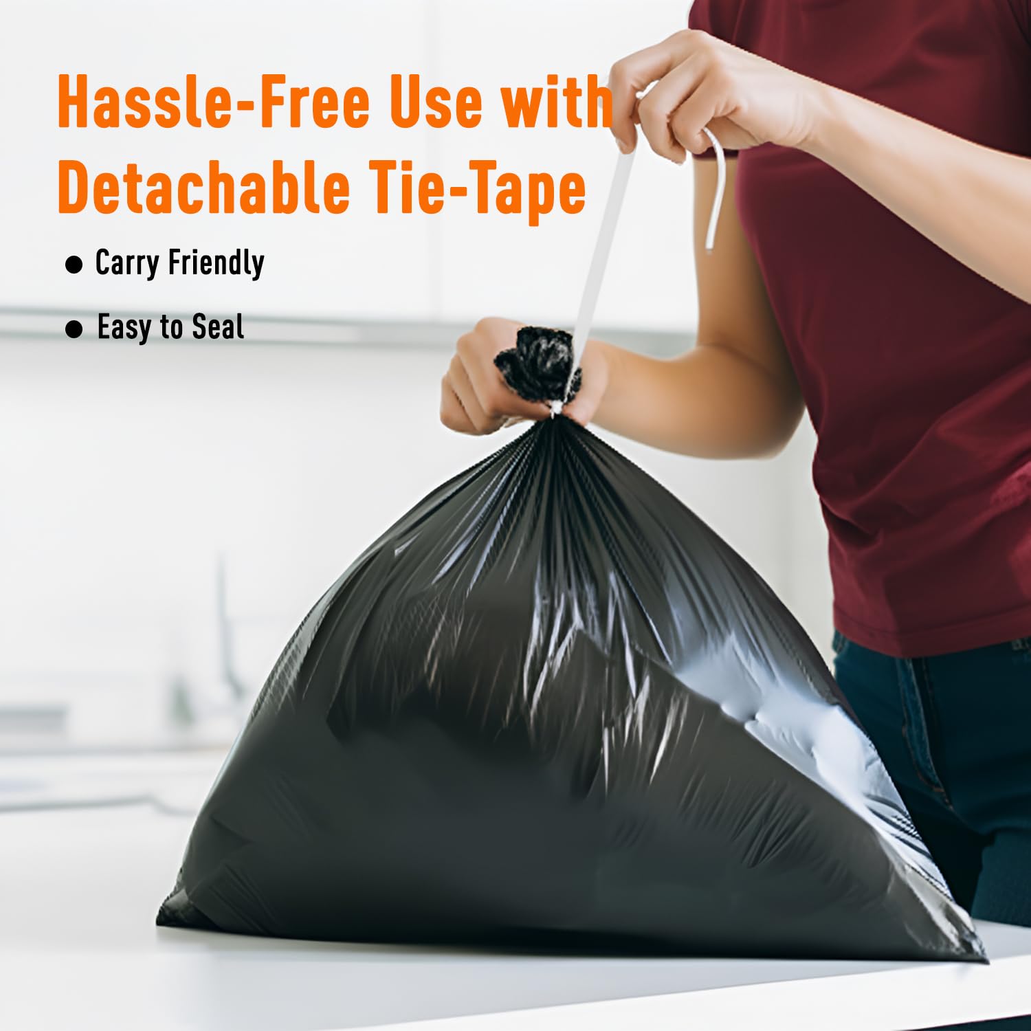 Amazon Brand - Presto! Garbage Bags | Large | 90 Count | 15 Bags X 6 Rolls | 24 X 32 Inches | For Dry & Wet Waste | Black