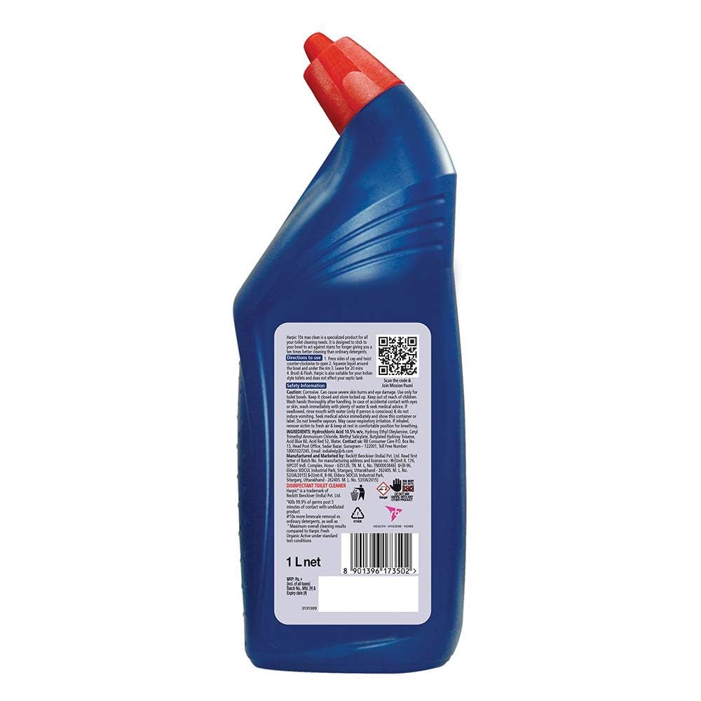 Harpic Disinfectant Toilet Cleaner Liquid, Original - 1 L (Pack of 2) | Kills 99.9% Germs