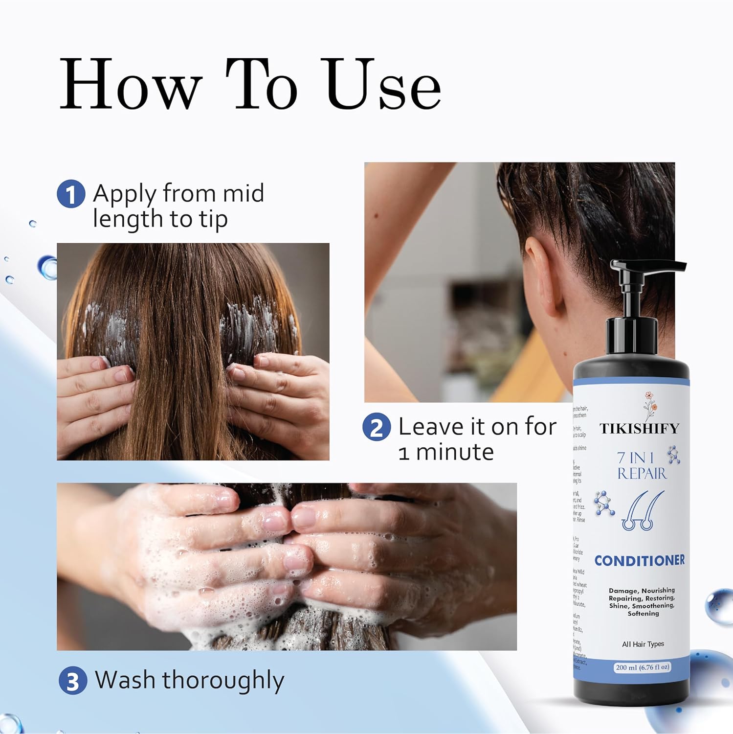 Conditioner, Nourishing, Repairing, Smoothening, Softening, All Hair Types, 200 ml (7 in 1 Repair Conditioner)