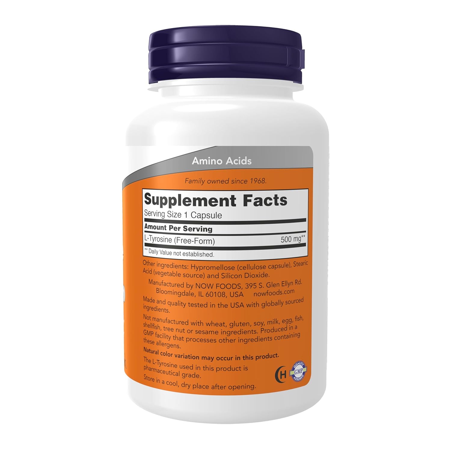 Now Foods L-tyrosine Capsules 500mg -Pack of 120 Capsules
