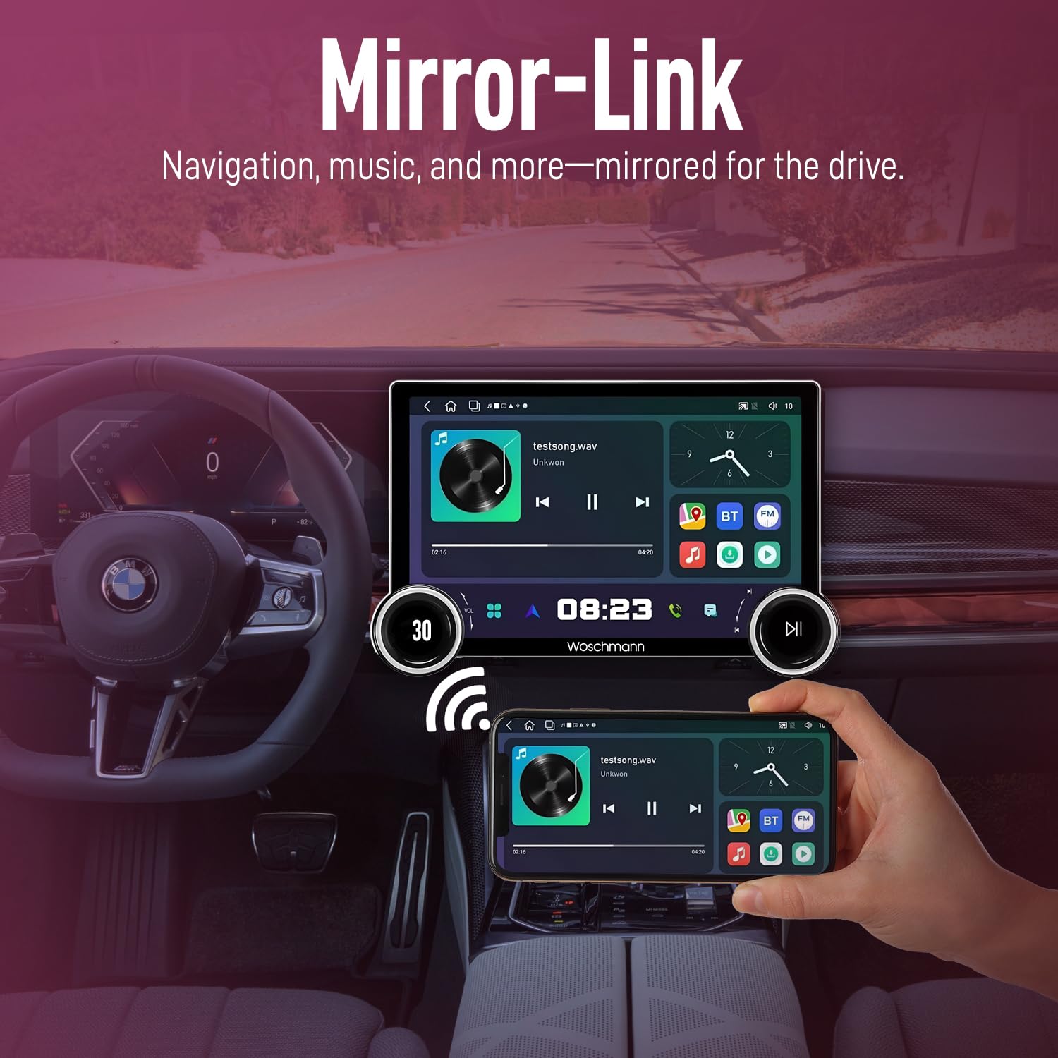 Woschmann Diamond Car Android SystemTouch Screen 10.1 Inch|TS30|With Fan|4GB/64GB|4th Gen|4Core|QLED Display|GPS&Bluetooth|WiFi&FM|SteeringControl|AHD Camera Included(Wireless Android Auto & Car Play)