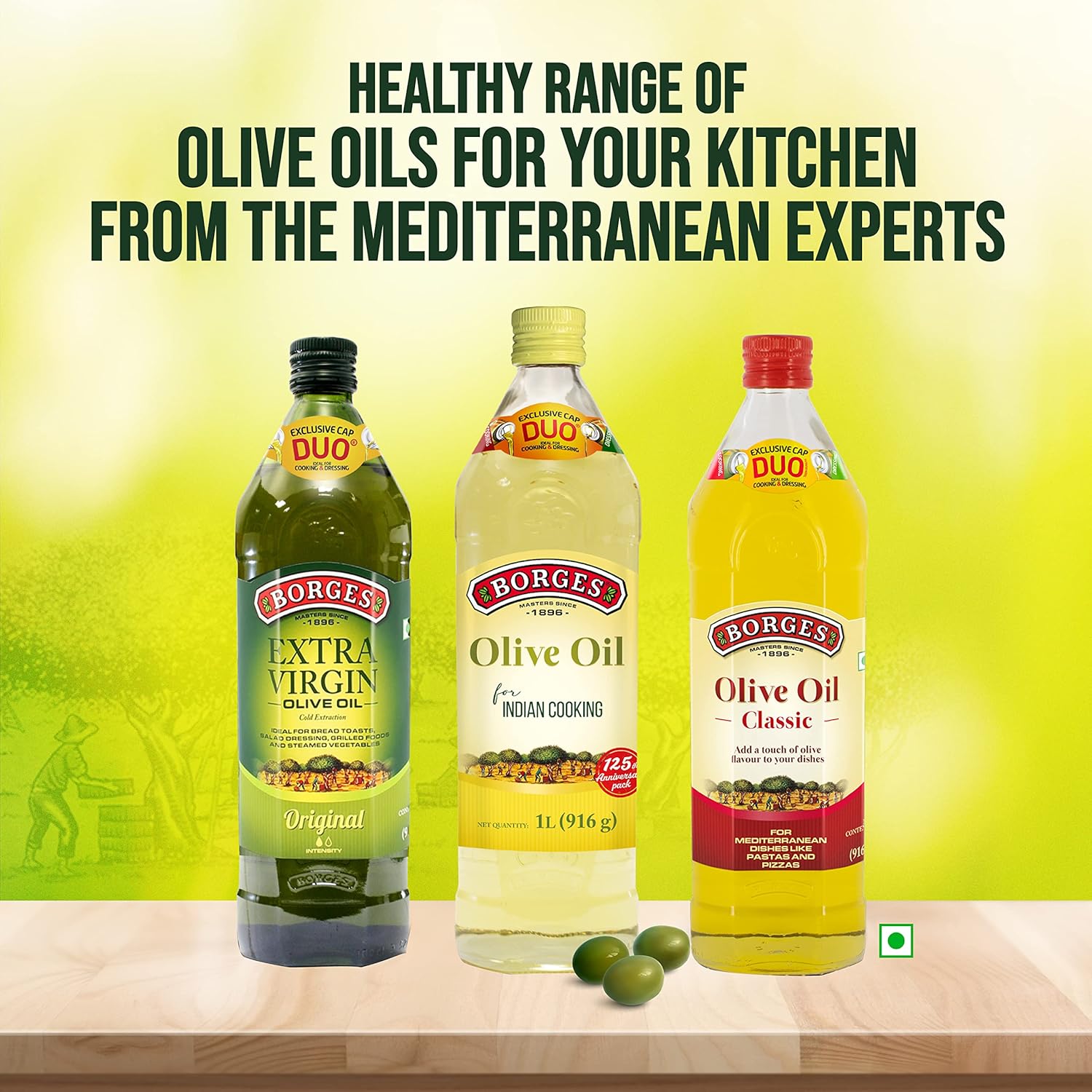 Borges Olive Oil for Indian Cooking - 2 L |Extra Light |Packed in Spain |Light Flavour |75% MUFA | Ideal for daily cooking: deep fry, tadka, curries