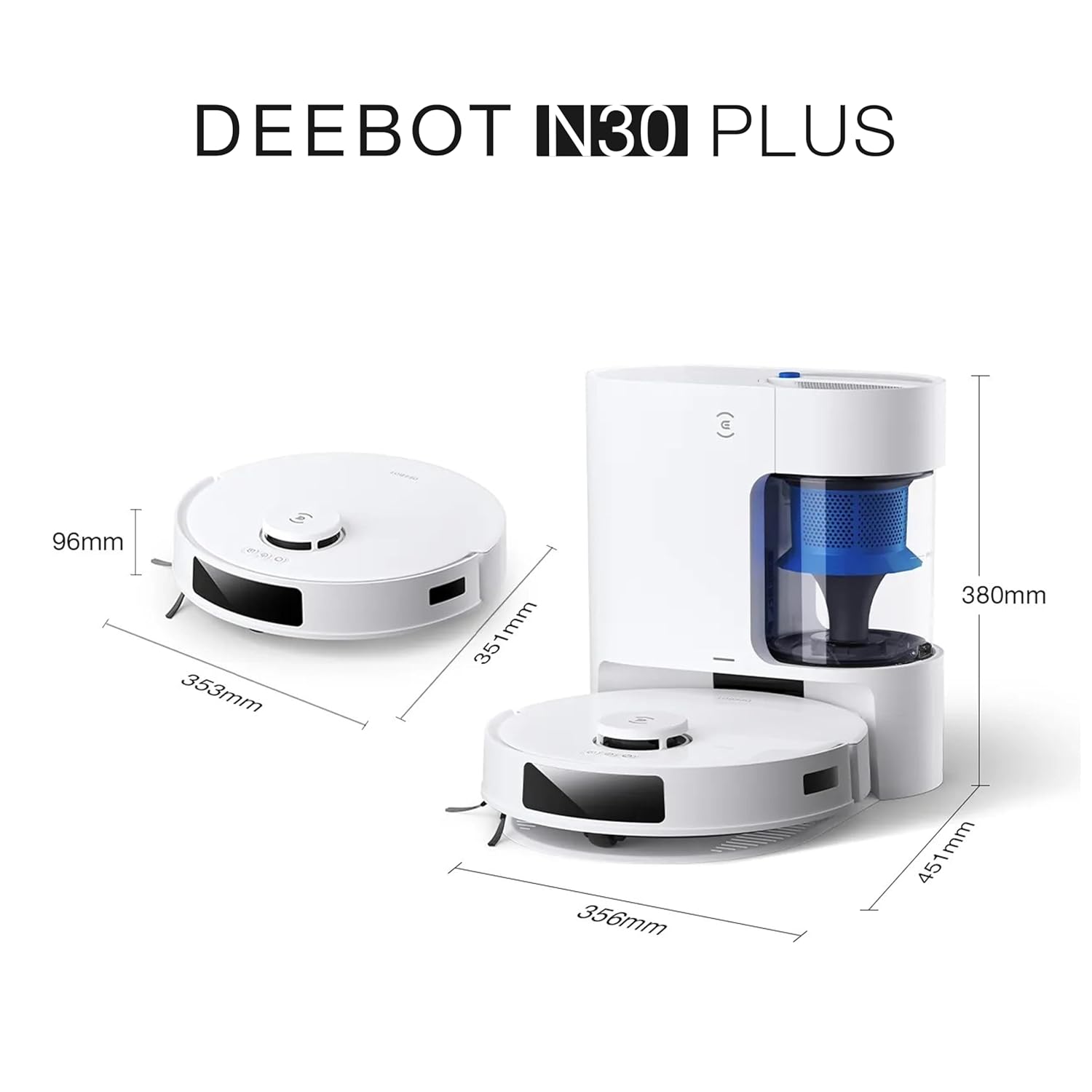 ECOVACS DEEBOT N30 Plus White 2 in 1 Robot Vacuum & Mop, 2025 New Launch, Bagless Eco-Friendly Multi-Cyclone Auto Empty Station, 10000 Pa Suction, 5200mAh Battery, Covers 3500+sq ft, Zero Tangle 2.0