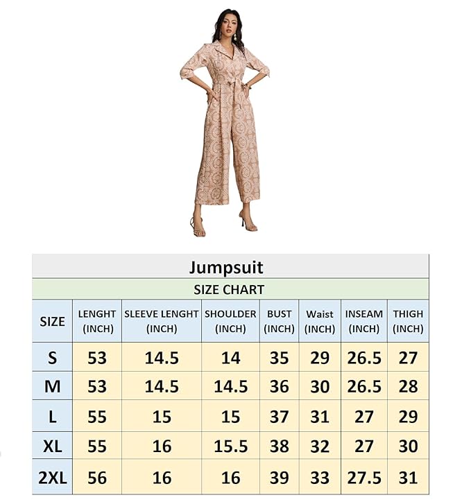 LITZO Dress for Women | Long Rayon Dress for Women's | Floral Wide Leg Long Jumpsuit with Pockets | Regular Jumpsuit for Women (134-136)