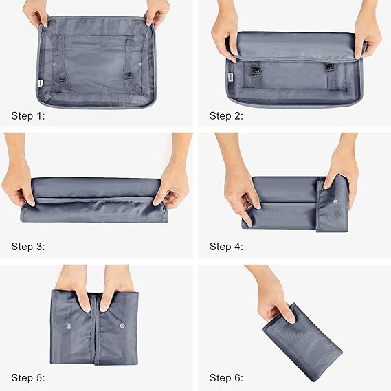 AVENUX 7pcs Set Travel Organizer Packing Cubes Lightweight Travel Luggage Organizers with Laundry Bag or Toiletry Bag Laundry Organiser (Grey, 7 PCS)