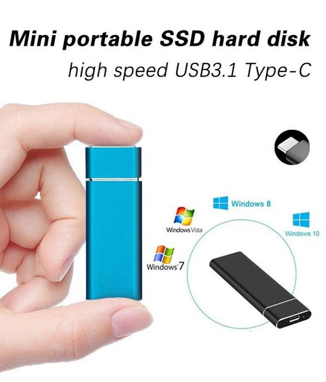 Portable SSD External Solid State Drive Mobile Solid Slim Storage Drive with USB 3.1 Type C for PC, Laptop and Mac Blue 10TB